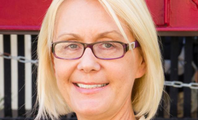 woman with blonde hair outside