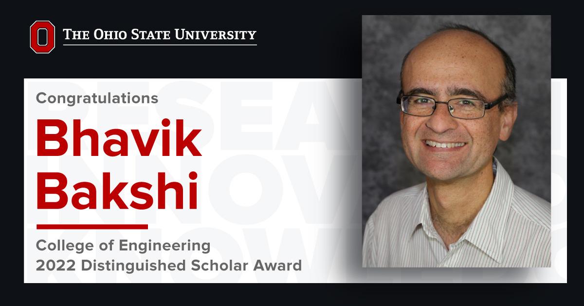 Bhavik Bakshi in striped polo with text to the left 2022 Distinguished Scholar Award