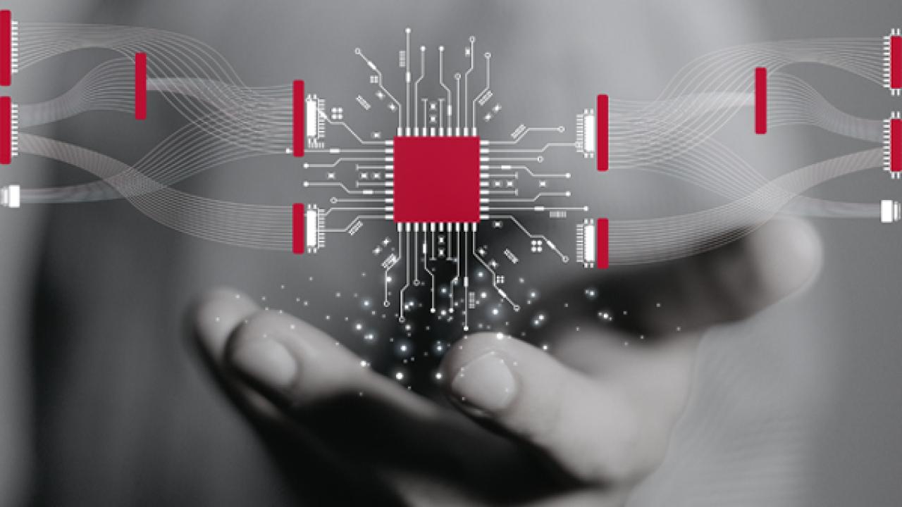 Digital input decorations above an open hand